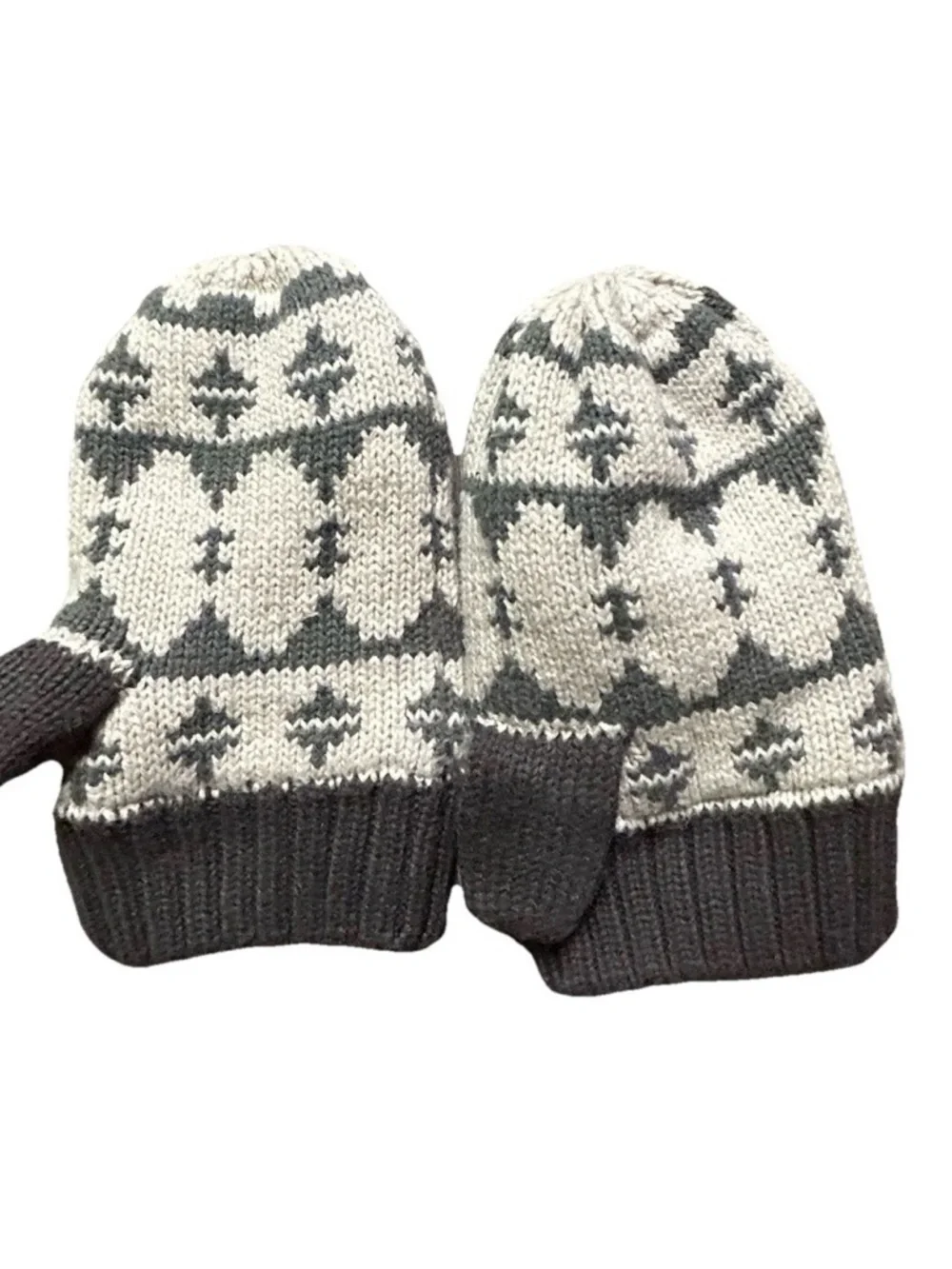 Toddler Hanna Andersson Winter Snow Fleece Lined Grey White Mittens Size Small